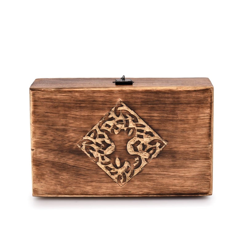 NIRMAN Handmade Wooden Jewellery Trinket Box Keepsake Storage Organizer with Hand Carved Celtic Design - Image 2